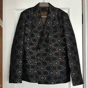ASOS Men Black Multicolored Double Breasted Blazer